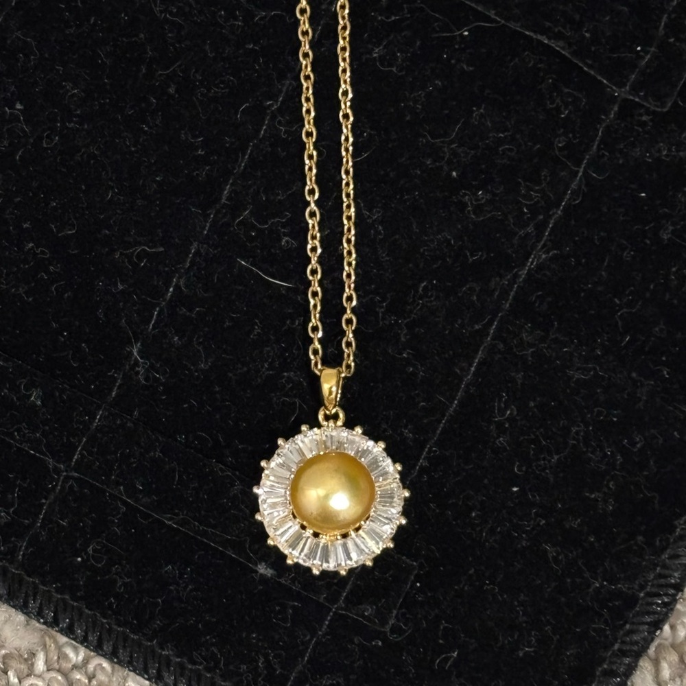 Vintage 925 Sterling silver gold sphere ball halo pendant necklace